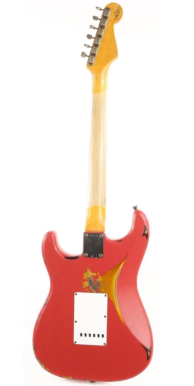 Fender Custom Shop 1962 Stratocaster Heavy Relic Fiesta Red over 3-Tone Sunburst Reverse Headstock