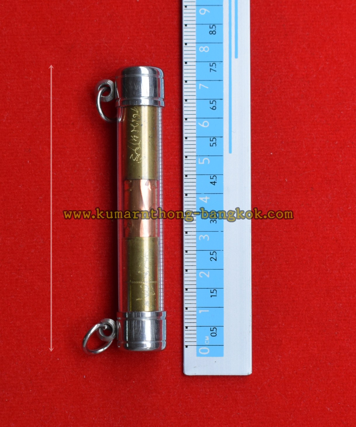 ตะกรุดโทน จารมือ วัดบางพระ (หลวงพ่อเปิ่น) จ.นครปฐม ขนาดยาว 7.5ซม. สูง 1.2ซม. ออกบูชาปลุกเสก ปี2553