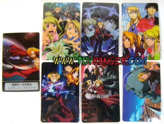 สติ๊กเกอร์พลาสติก Fullmetal Alchemist 6 ใบ + 3D การ์ด 1 ใบ
