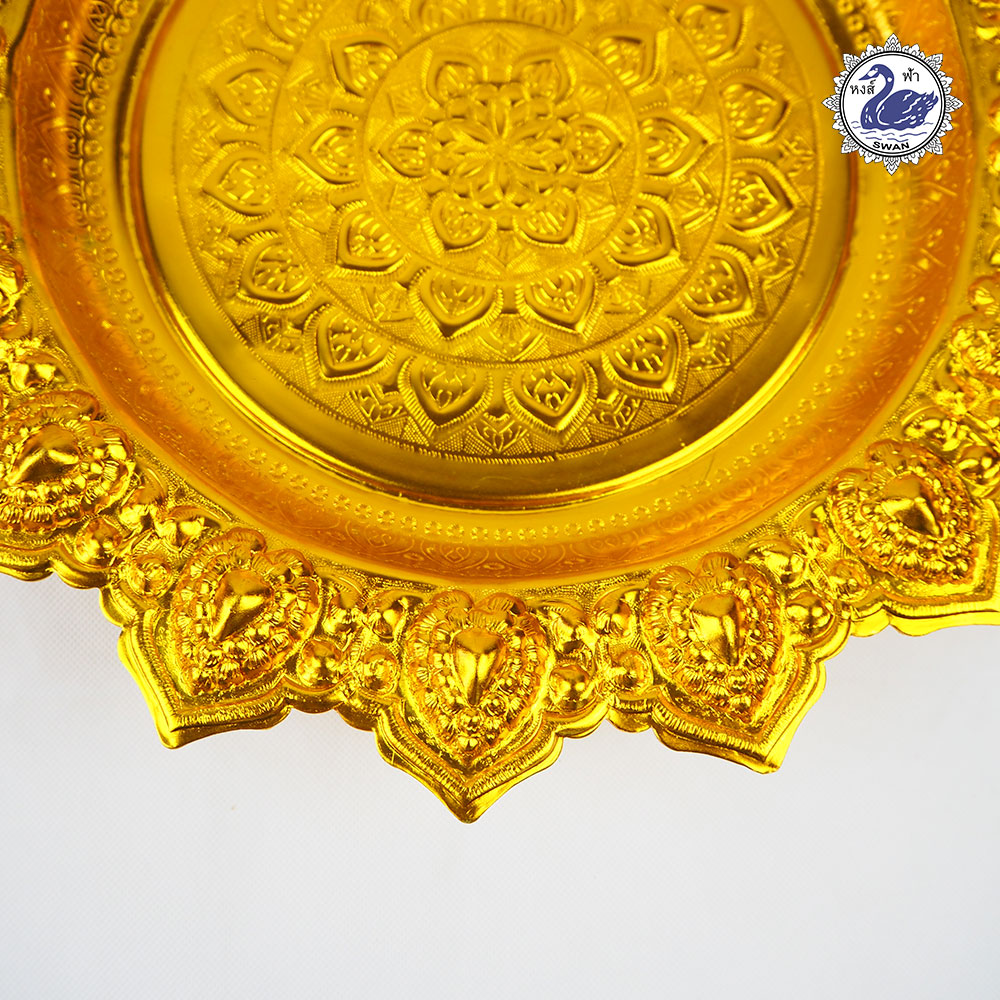Aluminum Sun-liked Round Tray with Legs 36 cm Gold