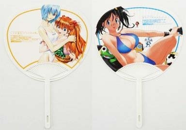 พัด Evangelion and Keroro reversible fan Shonen Ace 2003 (1อัน,แท้)