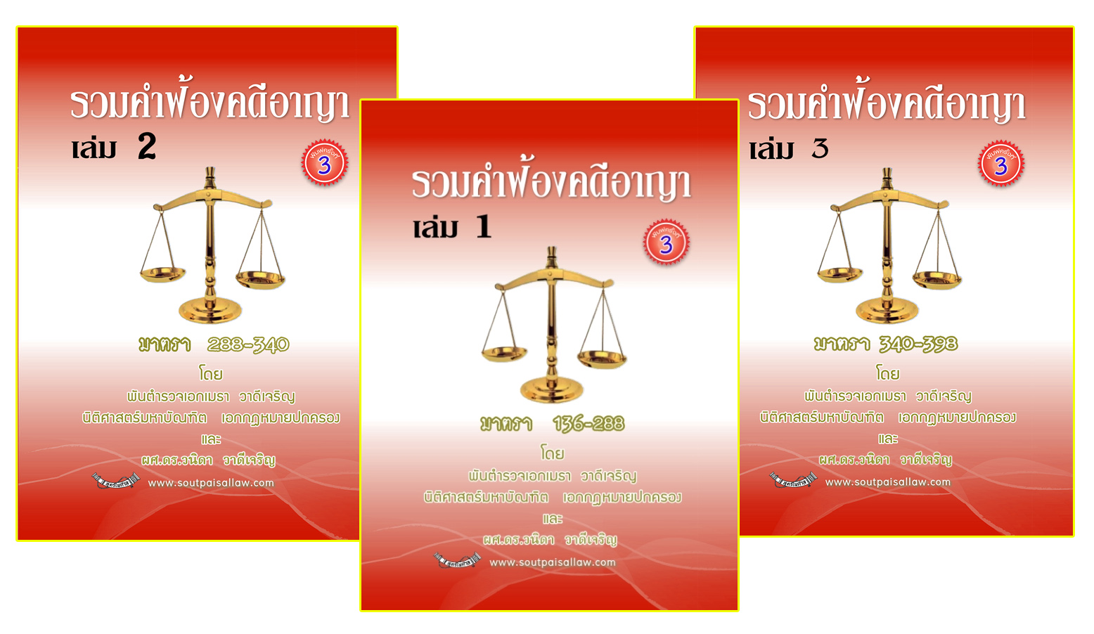 ชุดหนังสือ รวมคำฟ้องคดีอาญา 3 เล่ม