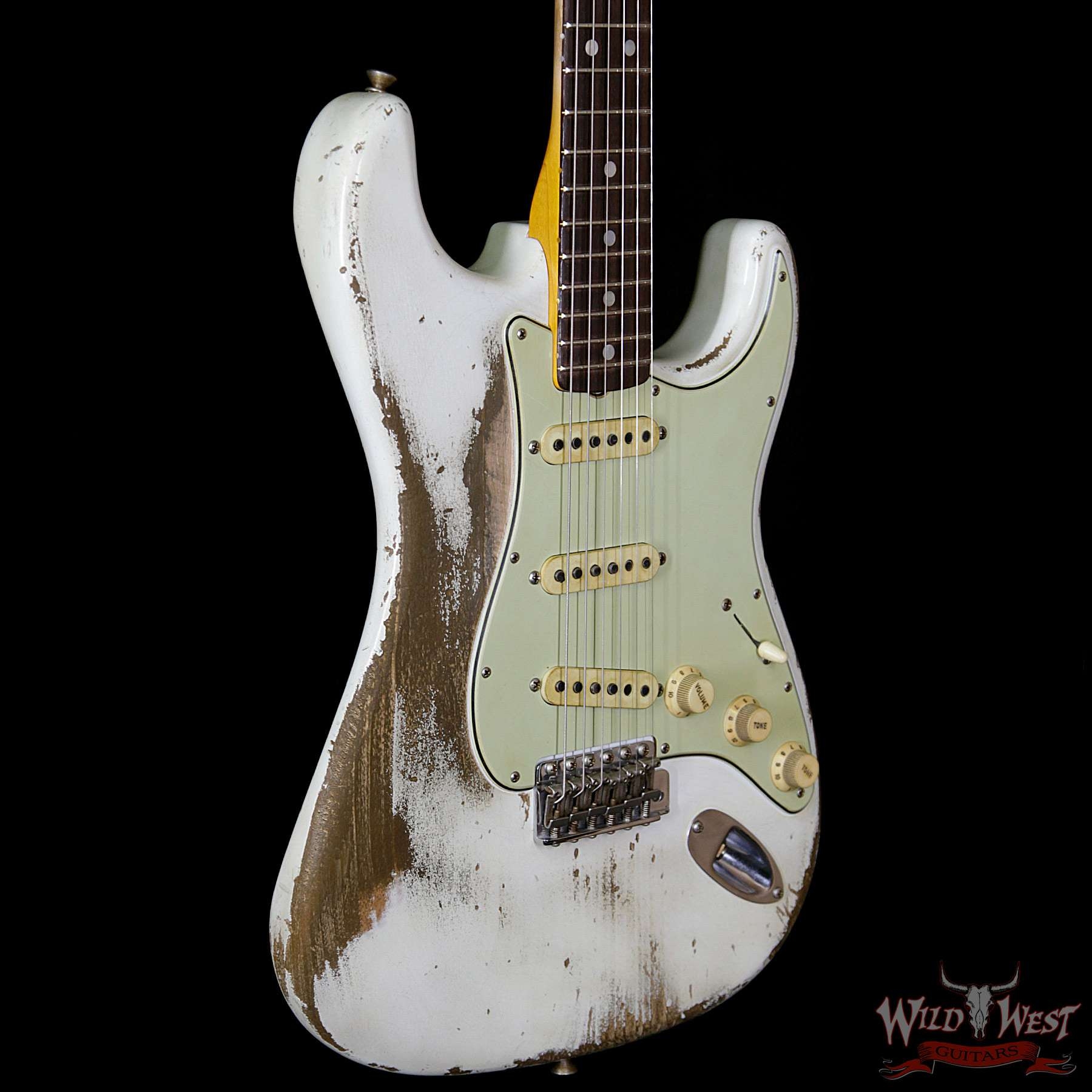 Fender Custom Shop Jason Smith Masterbuilt 1969 Stratocaster Heavy Relic Reverse Head Rosewood Board - Olympic White