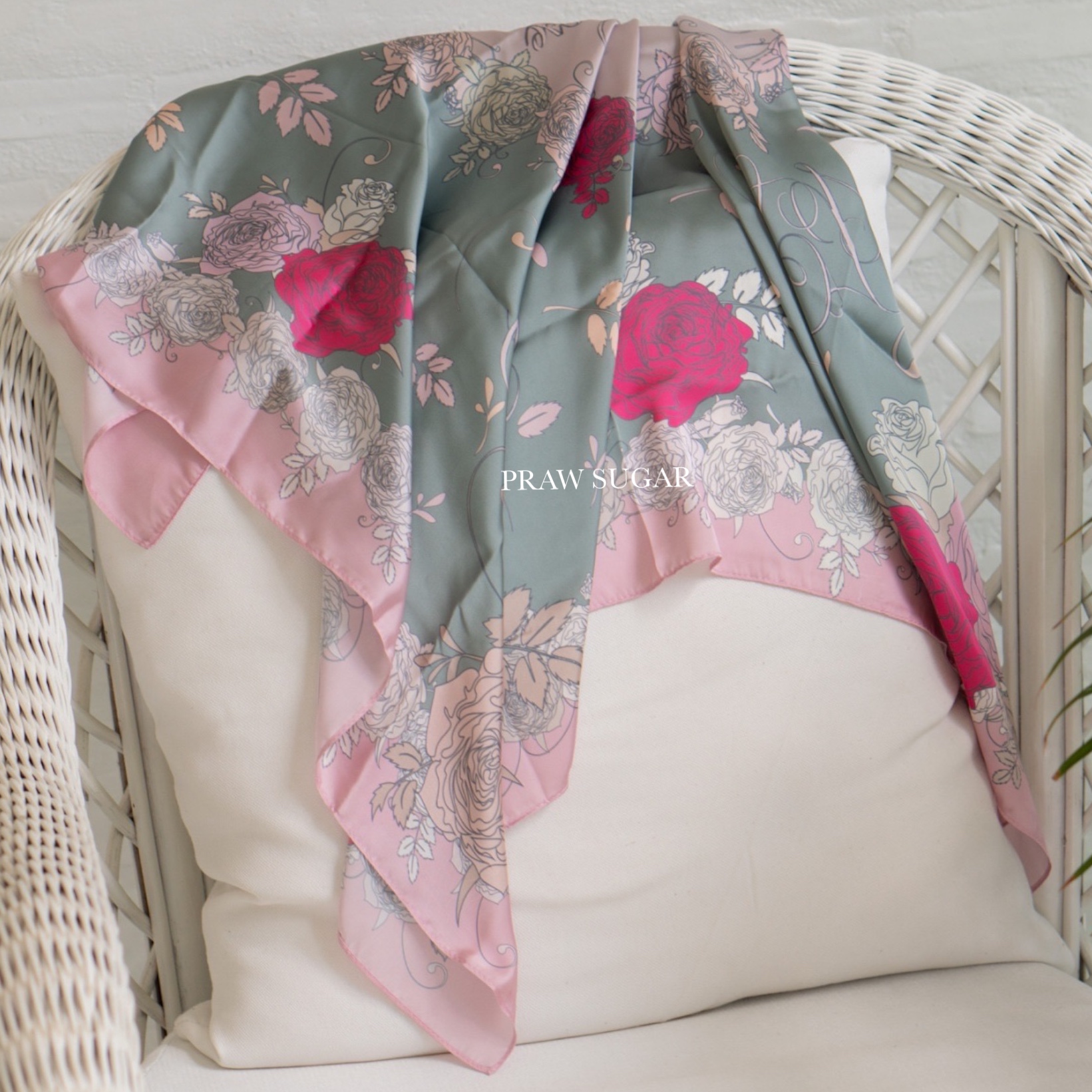 The Rose Thai Color Scarf - ผ้าพันคอลายดอกกุหลาบคอลเล็คชั่นสีไทยโบราณ (มี 8 สี)