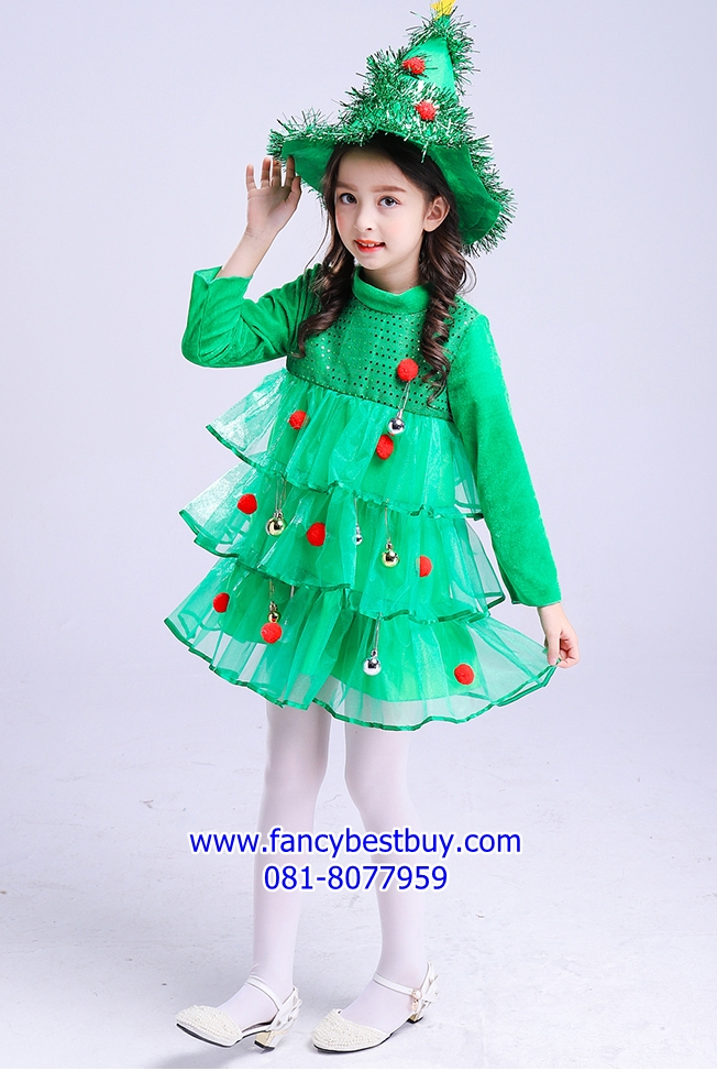 ชุดคริสมาส แบบชุดต้นคริสมาส Christmas Tree Costume สำหรับ เทศกาลวันคริสมาส ขนาด 110