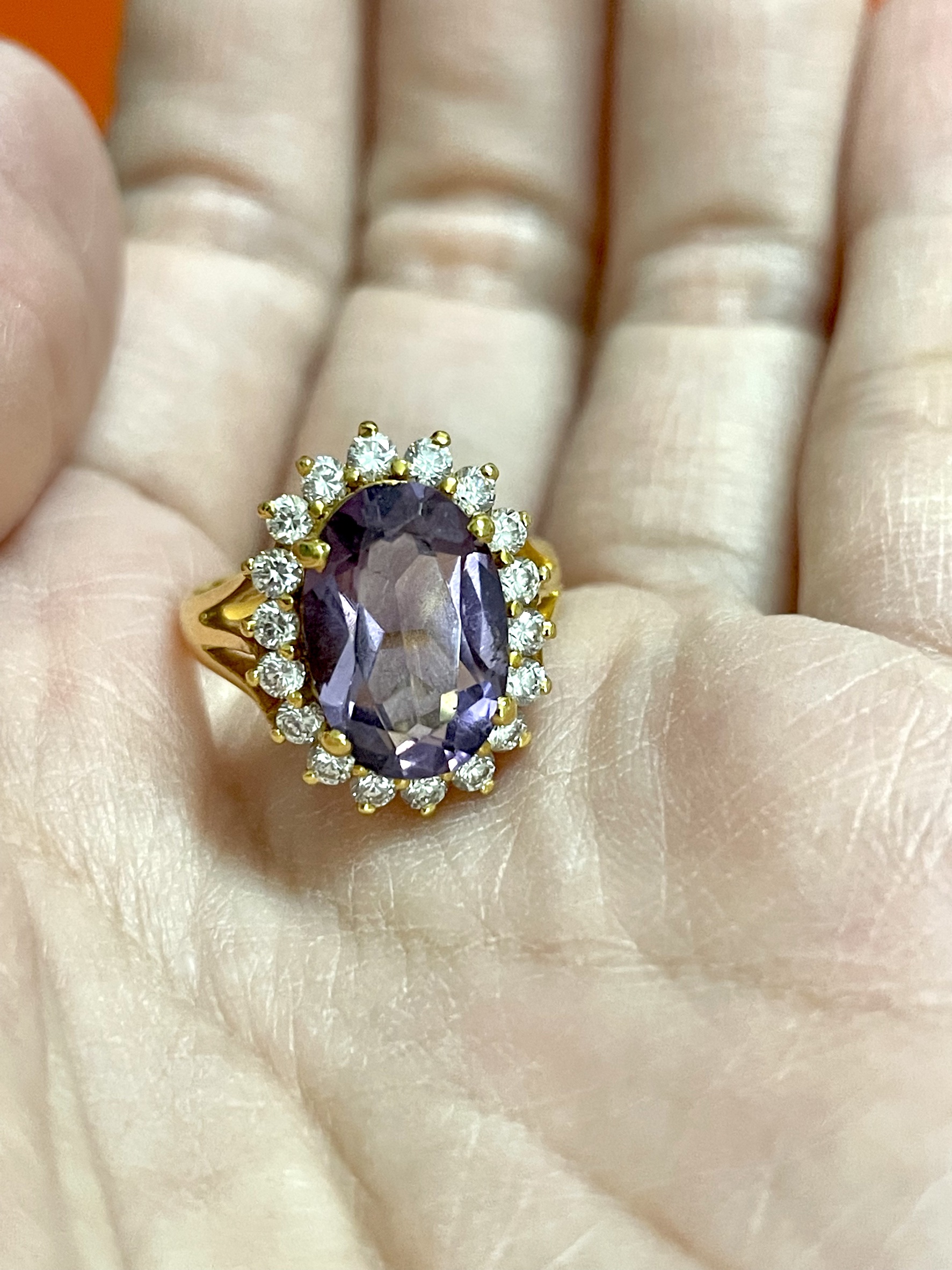 แหวนอเมทิสต์ ล้อมเพชรรัสเซีย ทองแท้