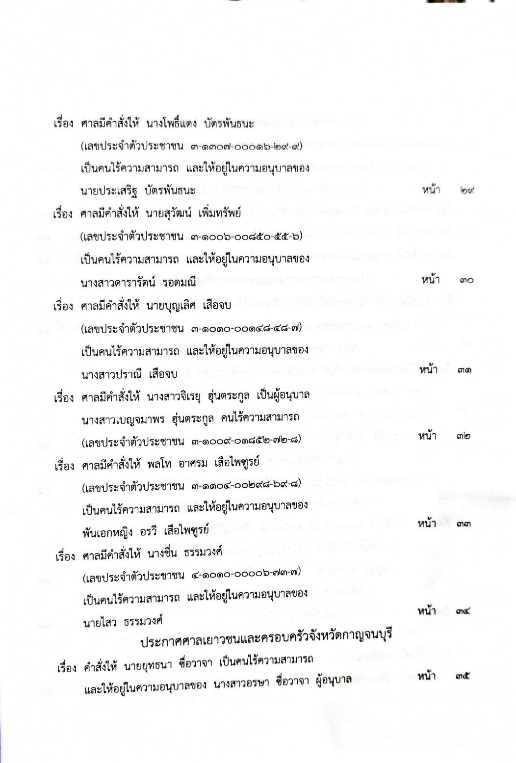 กฎหมายออกใหม่ 24/66 ประกาศกระทรวงกลาโหม การช่วยเหลือฯ ประกาศศาลเยาวชนและครอบครัวจังหวัด สมาคม - มูลนิธิ