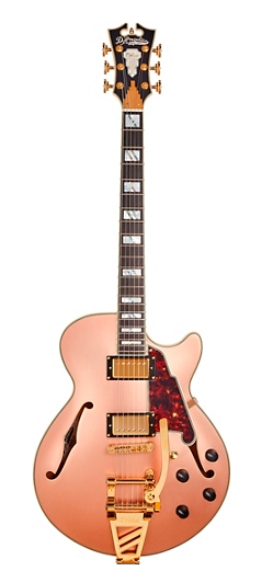 D Angelico Deluxe Series SS Semi-Hollow Electric Guitar USA Seymour Duncan Humbuckers D Angelico Shield Tremolo Matte Rose Gold
