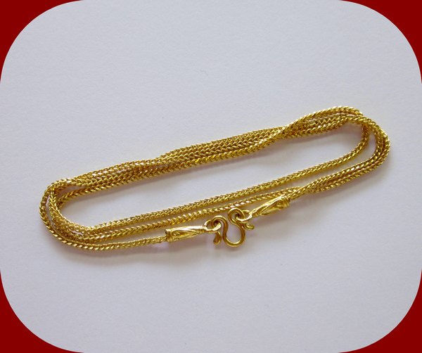 สร้อยคอ ทองแท้ 96.5% ลายสี่เสา แบบตัน - ยาว 24 นิ้ว - น้ำหนัก 15.2 กรัม (1 บาท)