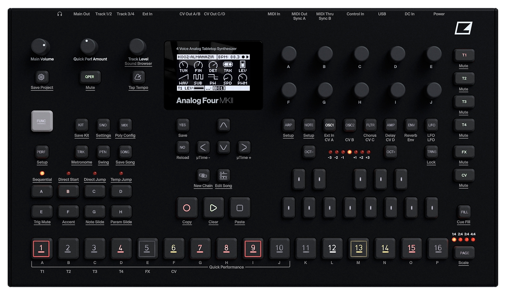 Elektron Analog Four MKII Tabletop Synthesizer, Black