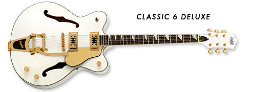 Eastwood Classic 6 Deluxe Hollowbody Electric Guitar - White