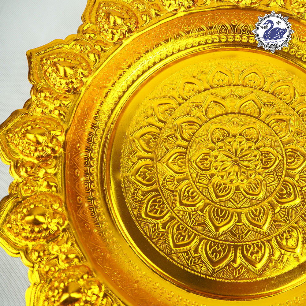 Aluminum Sun-liked Round Tray with Legs 36 cm Gold