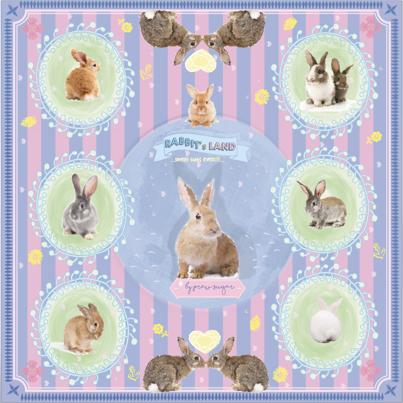 Rabbit's Land - ผ้าพันคอลายกระต่ายน่ารัก (มี 3 สี)