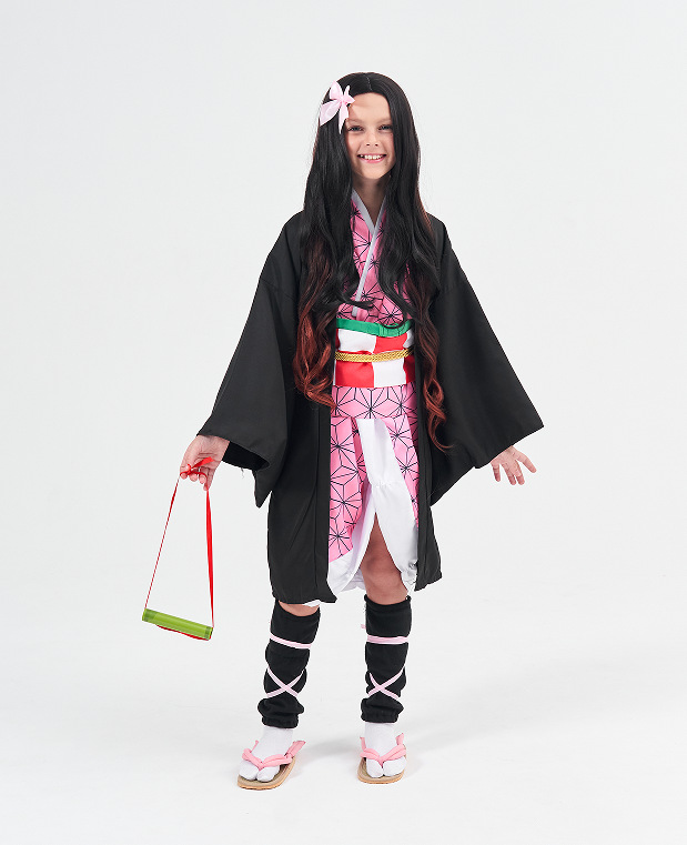 Nezuko Kamado ชุดคอสเพลย์ ชุดกิโมโน การ์ตูนอนิเมะ Demon Slayer มีขนาด 120, 130, 150, 160