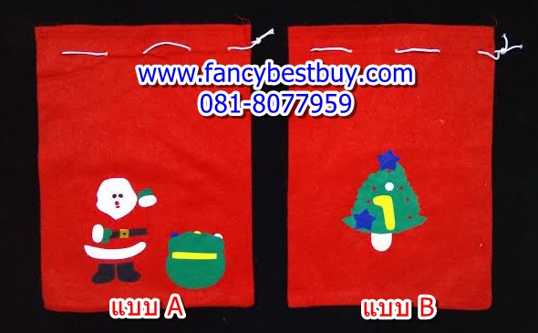 ถุงใส่ของขวัญ ซานต้าน้อย ลายต้นคริสมาส/ซานต้า/Snowman ขนาด 40*30 ซม. แบบ A, B ส่งให้แบบคละลายหากไม่ได้ระบุแบบมา (ขายคู่ชุดแฟนซี)