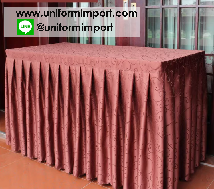 ผู้ปูโต๊ะแบบจีบรอบผ้าซาตินมีลวดลาย ++คลิกดูขนาดด้านใน ผ้าปูโต๊ะสำเร็จรูป ผ้าคลุมโต๊ะสำเร็จรูป ผ้าปูโต๊ะแบบจีบรอบ ผ้าคลุมโต๊ะ ผ้าปูโต๊ะรีสอร์ท