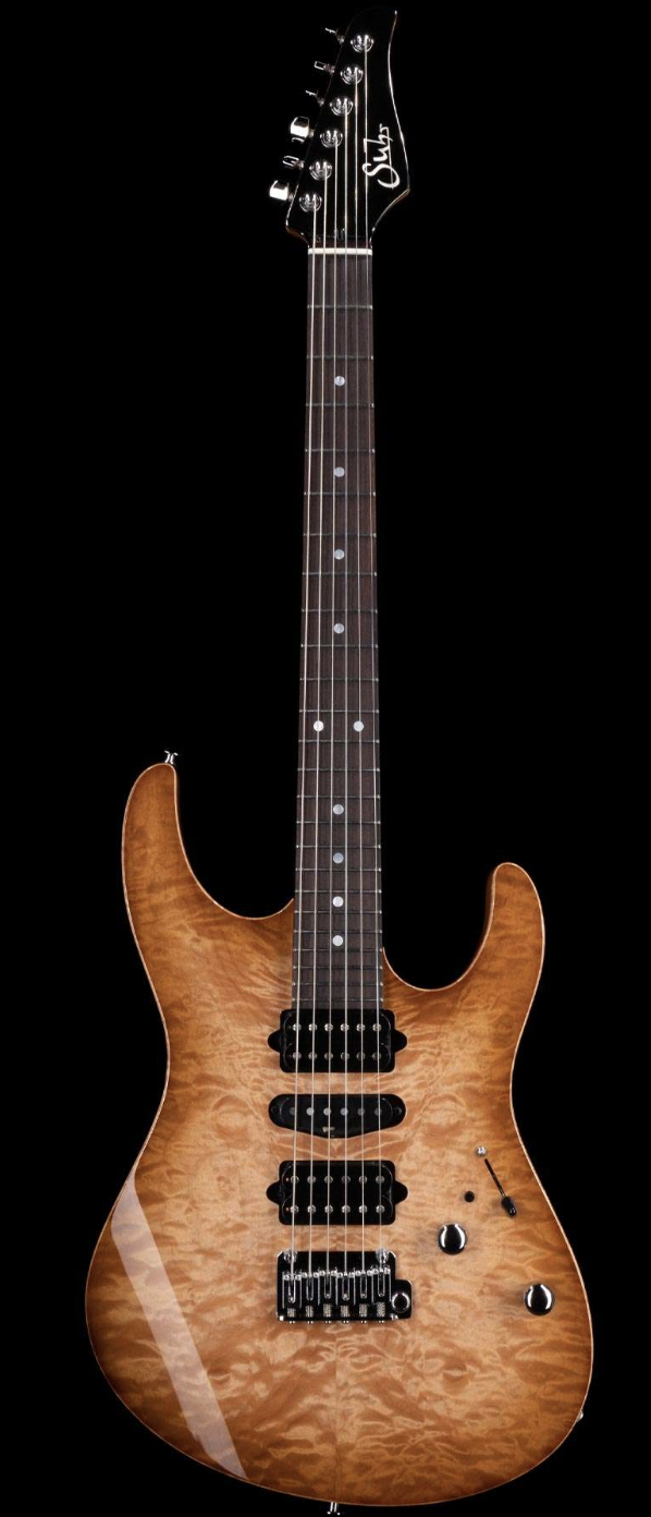 Suhr Custom Modern Quilt Maple Top Indian Rosewood Board Brown Burst