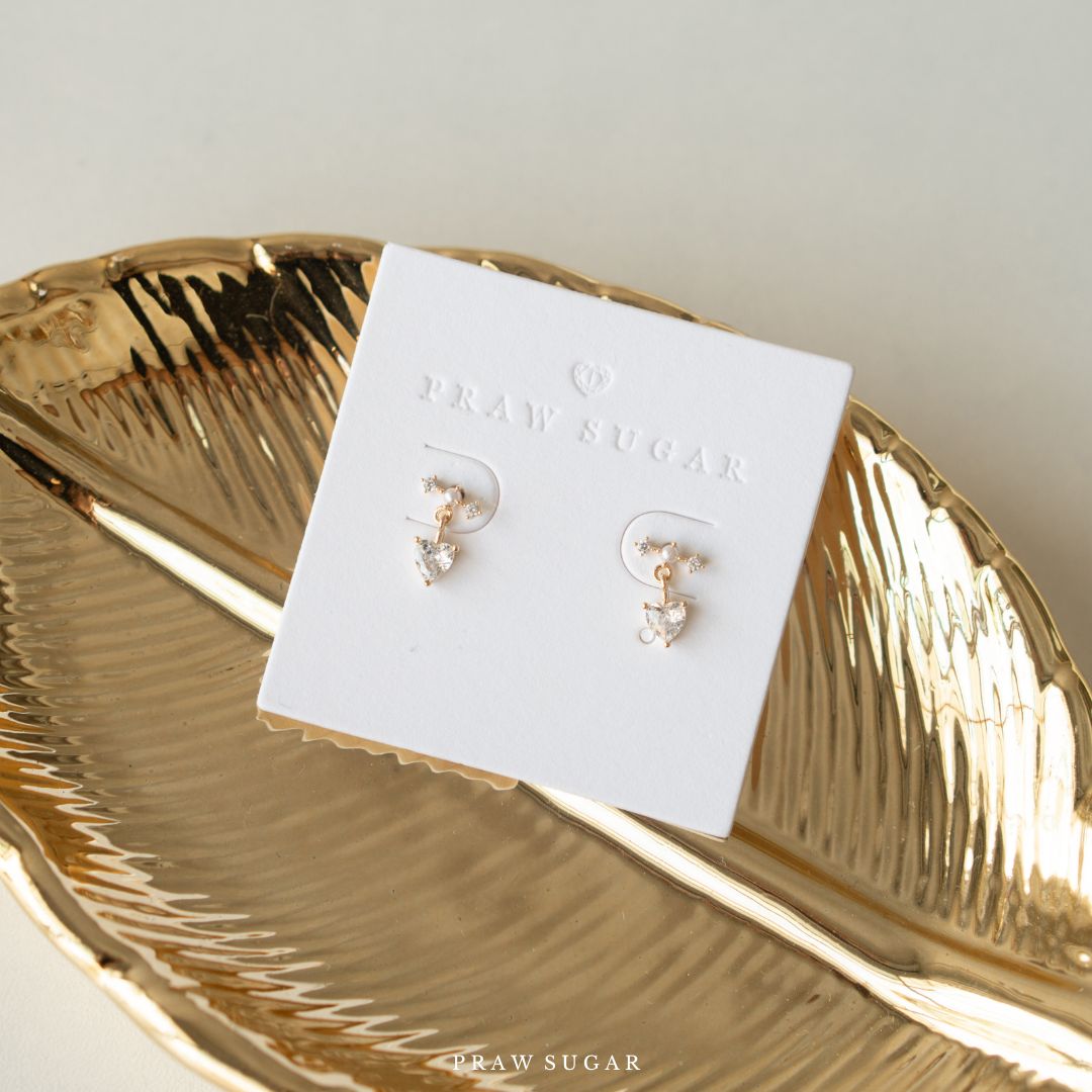 Pretty Heart Earrings - ต่างหูตุ้งติ้งทรงหัวใจ (ก้านต่างหูเงินแท้)