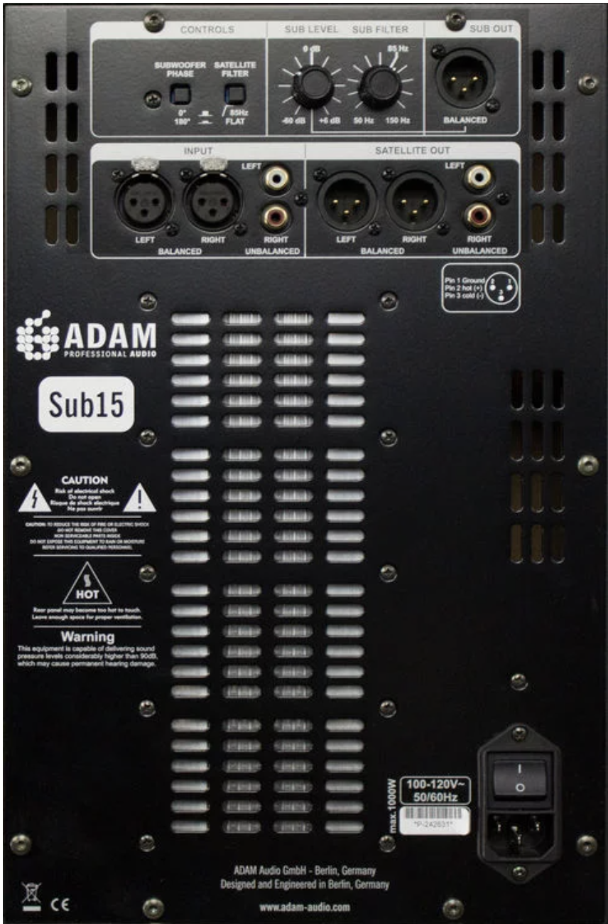 ADAM Audio Sub15 15.5 inch Powered Studio Subwoofer (Each)