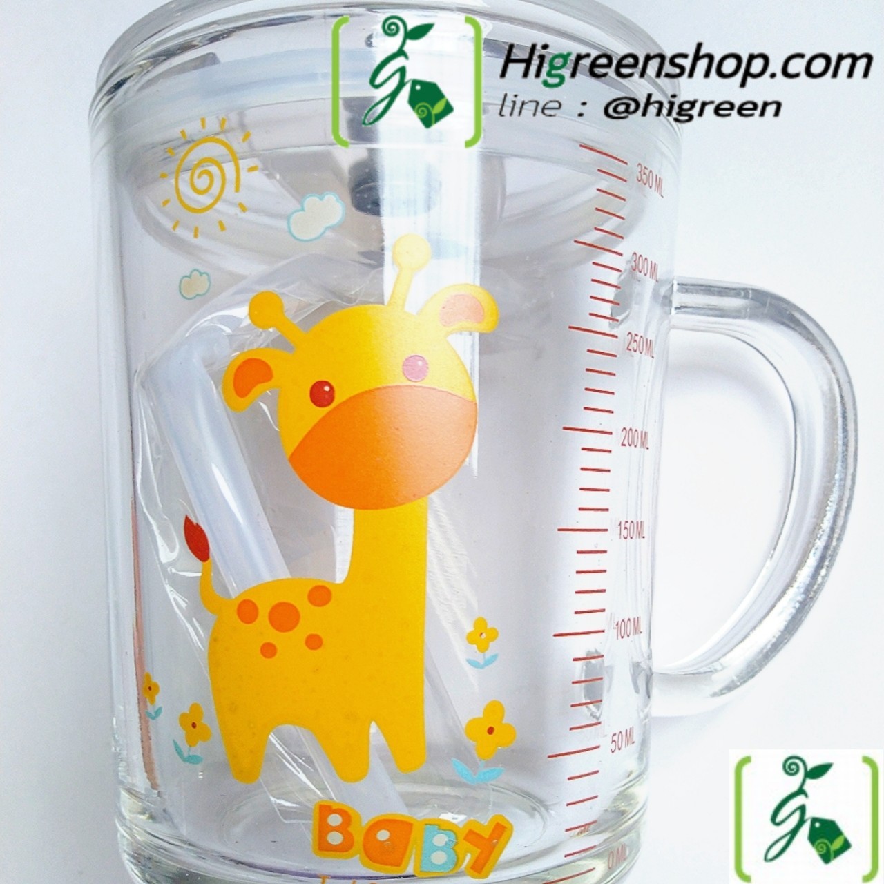 แก้วน้ำไม่หก แก้วยกดื่ม มีหูจับมีฝาปิด แถมหลอดซิลิโคน ลายการ์ตูนน่ารัก 350ml จำนวน 1 ใบ/กล่อง