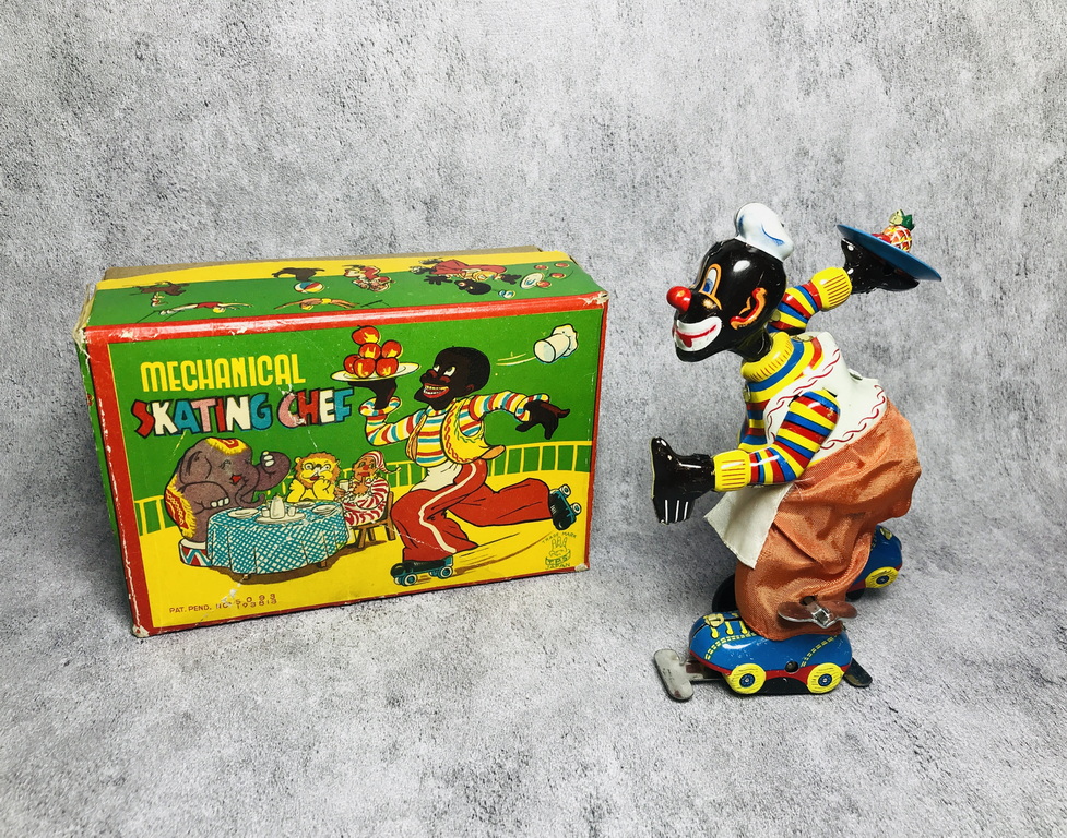 50s TPS Mechanical Skating Chef Wind up Toy
