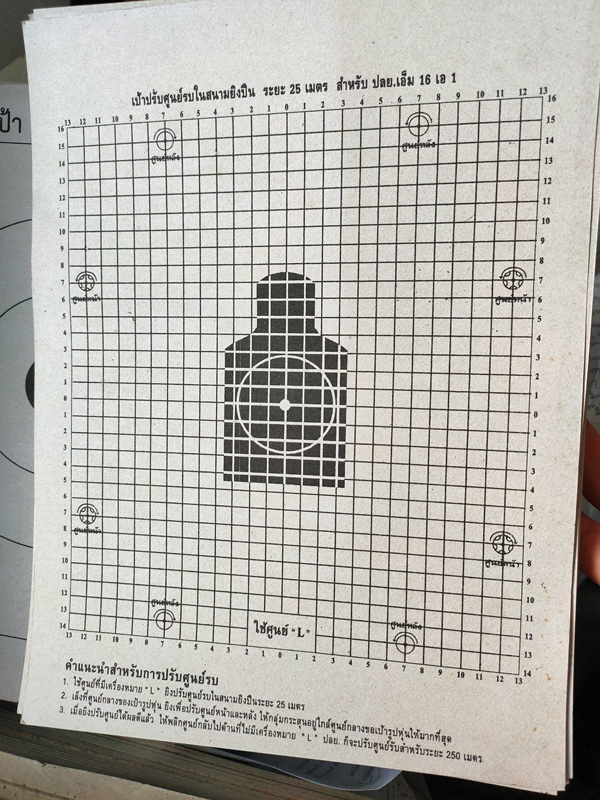 เป้าปรับศูนย์รบในสนามยิงปืน ระยะ 25 เมตร สำหรับ ปลย.เอ็ม16 เอ1 M16A1 (แพ็ค 20 แผ่น)
