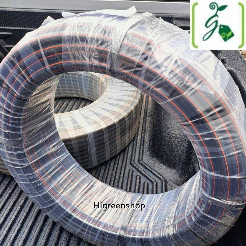 ท่อ PE 16 ม.ม. ดำคาดส้ม ทนแรงดันน้ำ 4 บาร์ (ม้วน 100 เมตร)