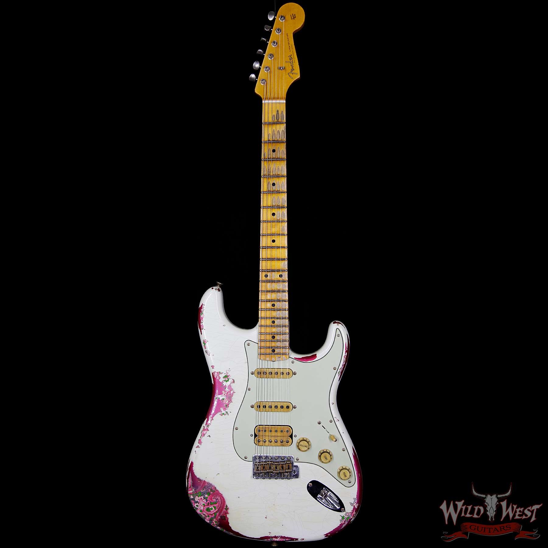 Fender Custom Shop White Lightning 2.0 Stratocaster Maple Board - Heavy Relic Olympic White/Paisley