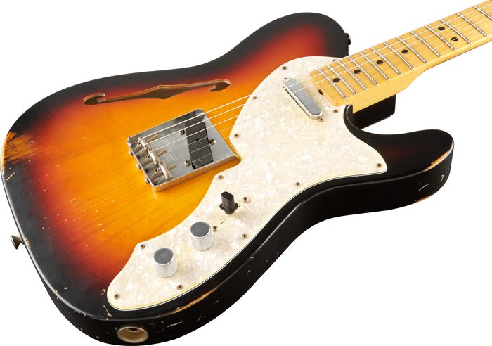Fender Custom Shop Limited 1969 Relic Telecaster Thinline Electric Guitar 3-Tone Sunburst