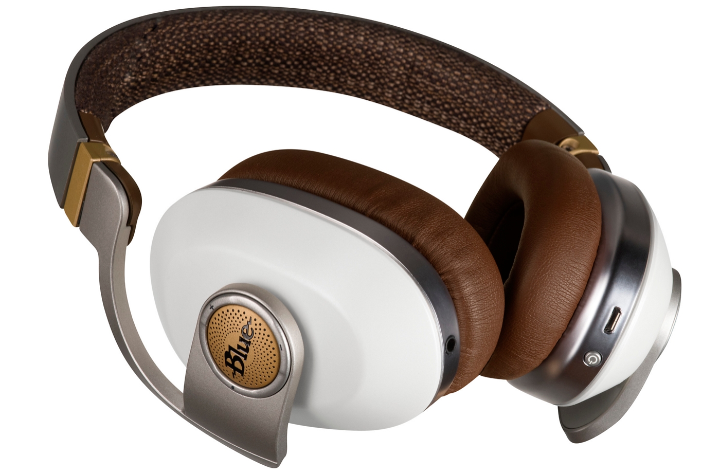 BLUE Satellite Premium Noise-Cancelling Wireless Headphones with Built-In Audiophile Amp White