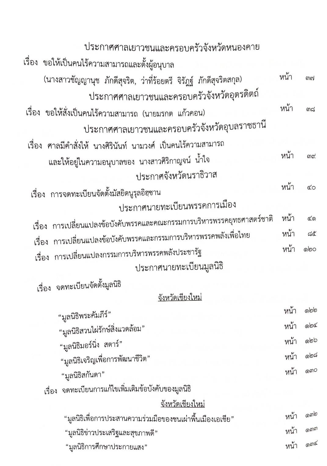 กฎหมายออกใหม่ ตอนที่ 1/2568 ประกาศวุฒิสภา ประกาศศาลเยาวชนและครอบครัวจังหวัด... และสมาคม มูลนิธิ