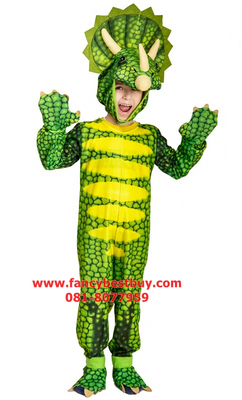 ชุดไดโนเสาร์ สีเขียว Green Dinosaur ชุดแฟนซีสัตว์เด็ก ใช้ได้ทั้งเด็กชายหญิง มี ขนาด M 120-135, L 135-150