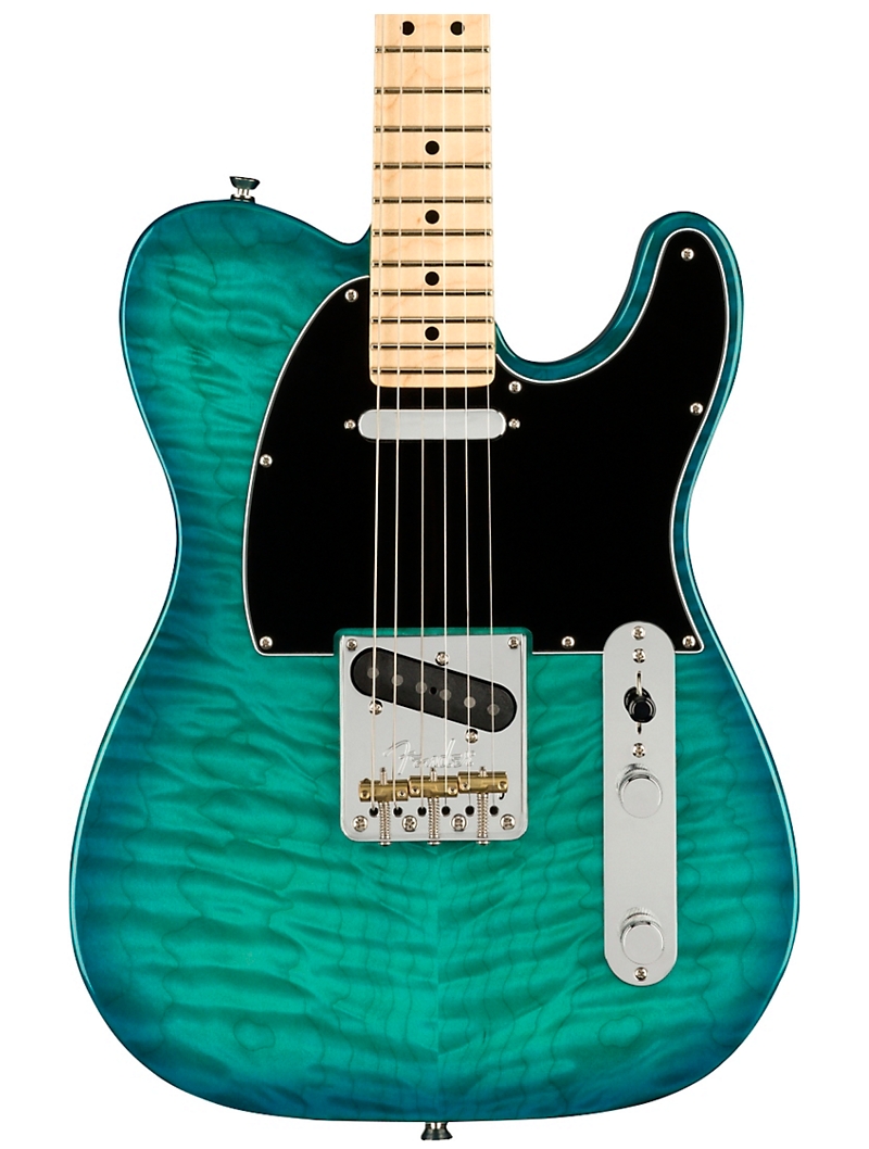 Fender American Showcase QMT Telecaster Maple Fingerboard Electric Guitar Aqua Marine Metallic