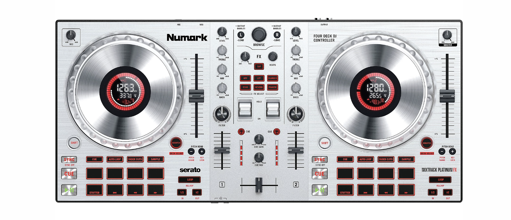 Numark Mixtrack Platinum FX Silver DJ Controller with Decksaver