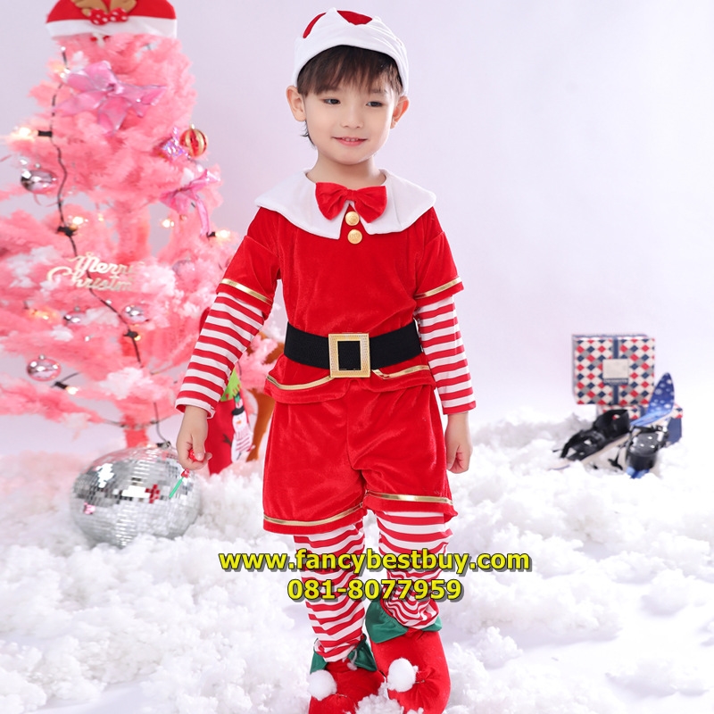 ชุดแซนต้า ชุดแซนตี้ ชุดคริสมาสเด็ก Christmas Costume สำหรับ เทศกาลวันคริสมาส มีขนาด 110, 130, 140
