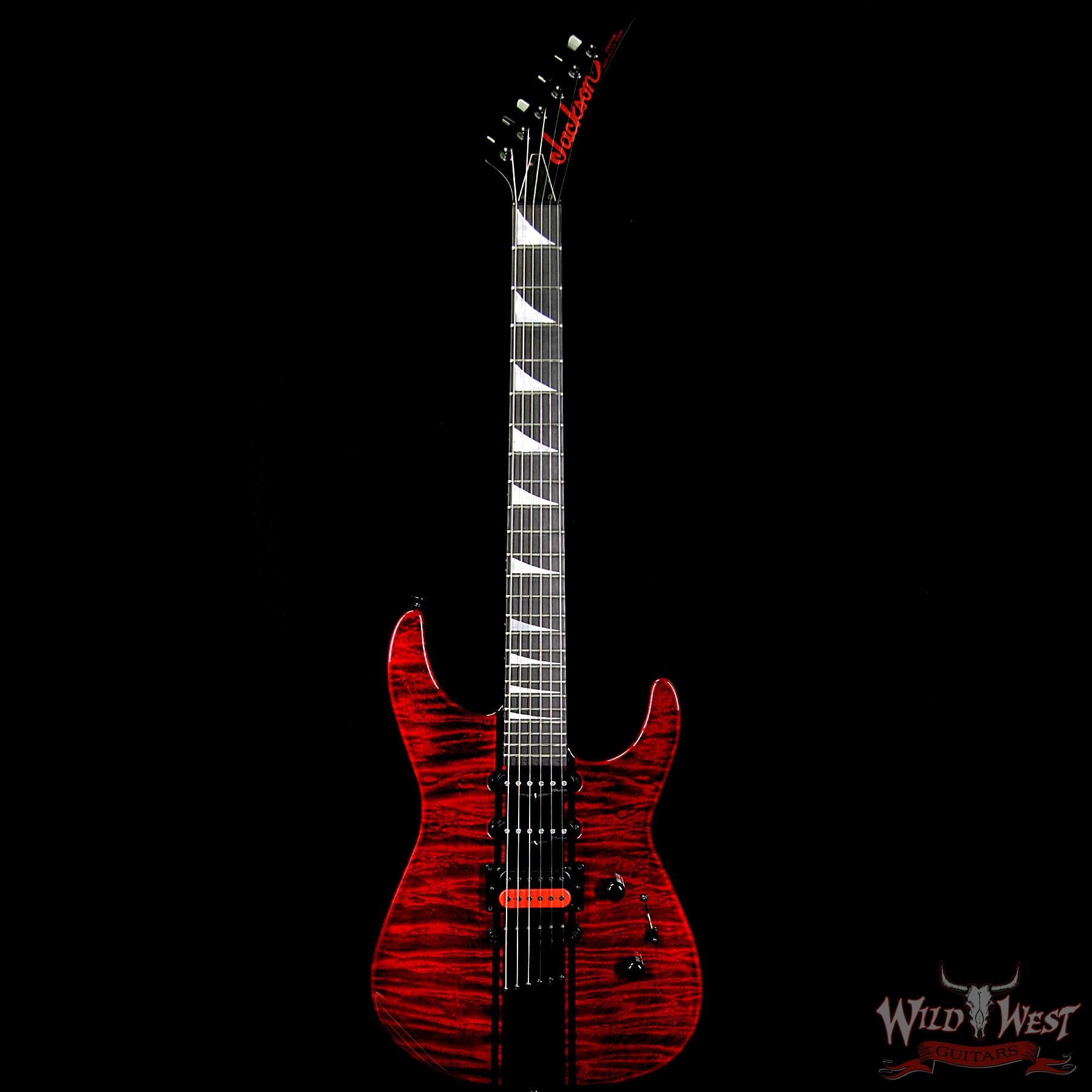 Jackson Custom Shop Soloist HSS Hardtail Trans Red w/ Comp Stripes Painted by Travis Shannon
