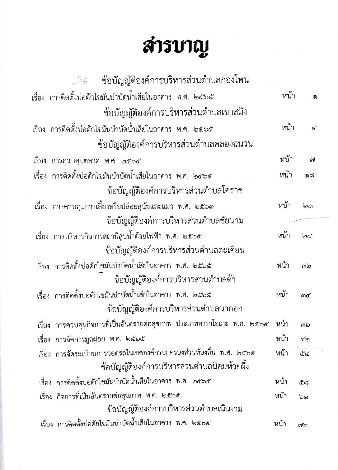 กฎหมายออกใหม่ 20/68 25 ข้อบัญญัติองค์การบริหารส่วนตำบล