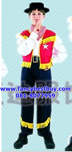 CLERANCE ชุดแฟนซีเด็ก ตำรวจคาวบอย Police cowboy มีขนาด S, M, L (เสื้อแจ๊กเก็ต+กางเกง+ผ้าพันคอ ไม่รวมเข็มขัด, หมวก, เสื้อเชิ๊ต) ONLY DELIVERY