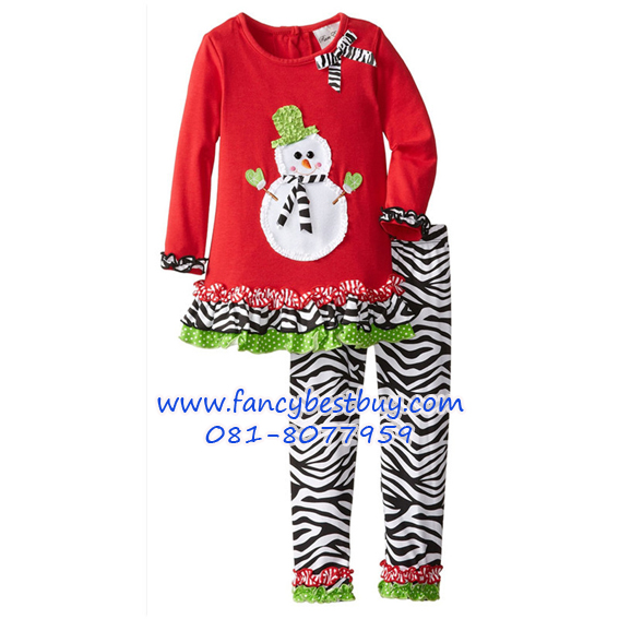 ชุดคริสมาสเด็กหญิง เสื้อลาย SANTA+กางเกง Christmas Costume สำหรับ เทศกาลวันคริสมาส มีขนาด 90, 100, 110