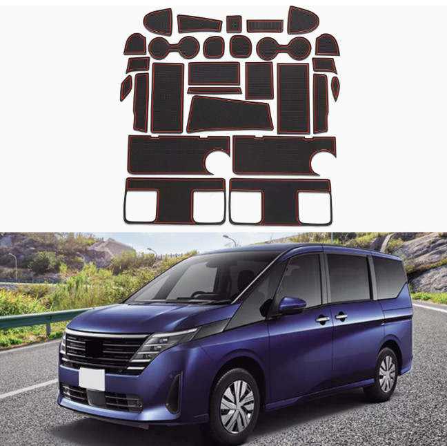 แผ่นรองแก้ว แผ่นรองช่องในรถ กันลื่น Nissan SERENA e-POWER นิสสันเซเรน่า MPV