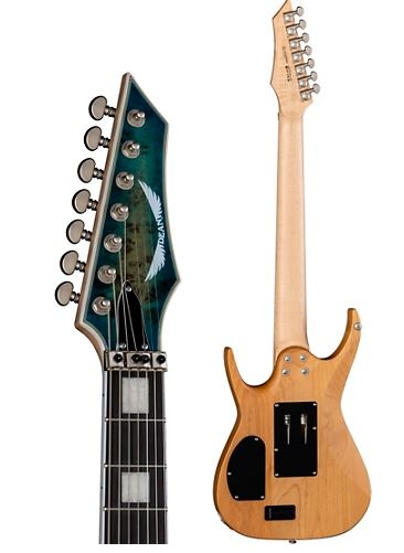 Dean Exile Select Burled Poplar with Floyd Seven-String Electric Guitar Satin Turquoise Burst