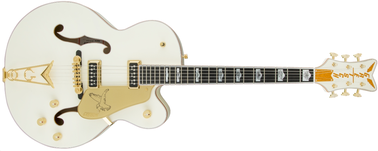 Gretsch G6136-55 Vintage Select Edition 55 Falcon Hollow Body with Cadillac Tailpiece , TV Jones , Solid Spruce Top , Vintage White , Lacquer