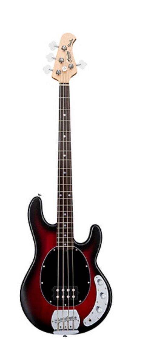 Sterling by Music Man S.U.B. StingRay Rosewood Fingerboard Electric Bass Ruby Red Burst Black Pickguard