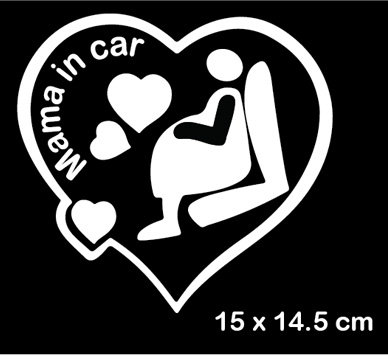 สติ๊กในรถมีคนท้องในรถ สติ๊กเกอร์ MAMA IN CAR / MOM IN CAR / MUM IN CAR