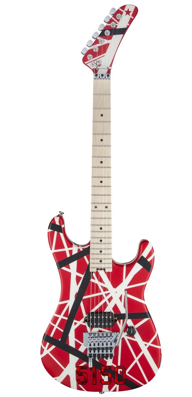 EVH Striped Series 5150 Electric Guitar Striped Red Black and White