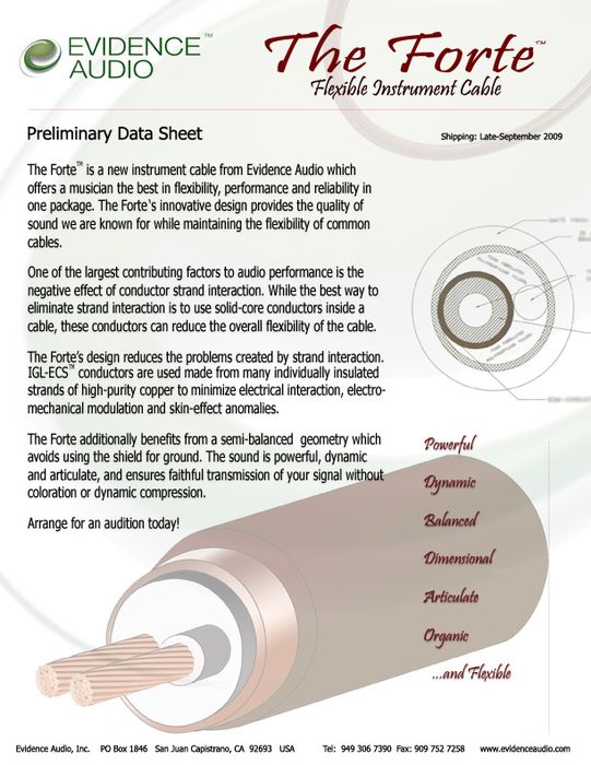 Evidence Audio The Forte Instrument Cable