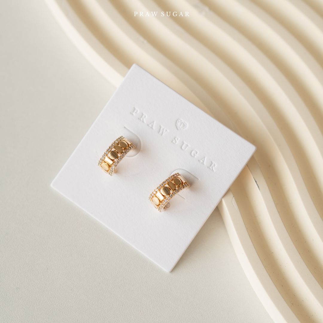 Modern Half Hoop Earrings - ต่างหูครึ่งห่วงสไตล์โมเดิร์น (ก้านต่างหูเงินแท้)