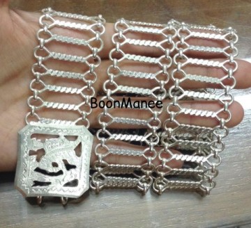 รหัสสินค้า Belt152เข็มขัดเงินแท้ (เนื้อเงินประมาณ 50-70%) - กว้าง 3 ซ.ม. - ยาว 34 นิ้ว เลื่อนเกี่ยวสั้นได้ - น้ำหนัก 151 กรัม