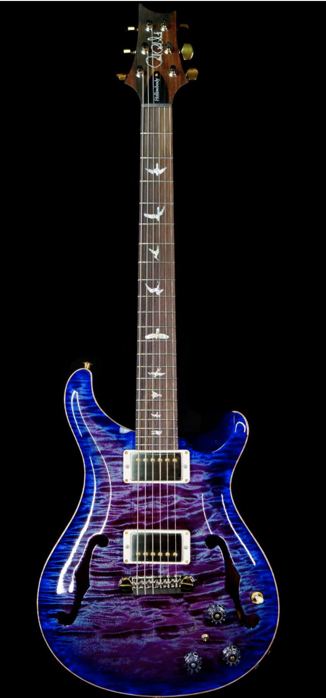 PRS WOOD LIBRARY 10 TOP HOLLOWBODY I PIEZO FLAME NECK BRAZILIAN ROSEWOOD BOARD VIOLET BLUE BURST