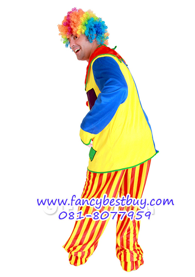 ชุดแฟนซีผู้ชาย ชุดตัวตลก Clown ขนาดฟรีไซด์ (ไม่รวมผมสี)